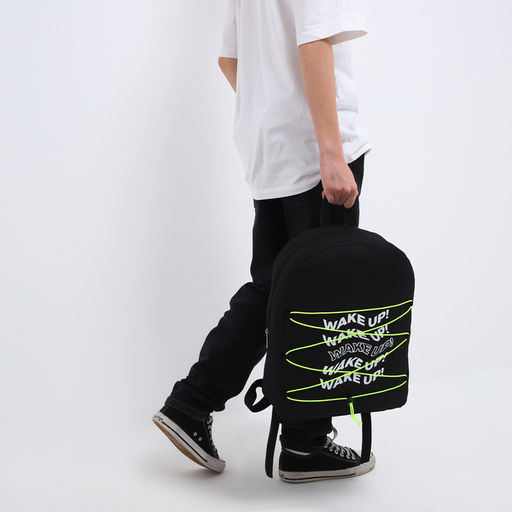Рюкзак текстильный со шнуровкой WAKE UP, 38х29х11 см, черный - Nazamok фото 15