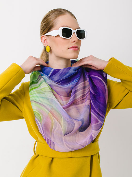 Большой мягкий очень нежный двусторонний палантин в стиле арт-деко - Tantino фото 8