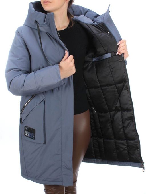 21-968 GRAY/BLUE Пальто женское зимнее (200 гр. холлофайбера) - Фабричный китай фото 9