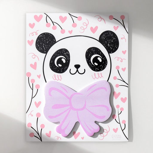 Магнит на холодильник с блоком для записей Панда с бантом, 12.5?15.7 см