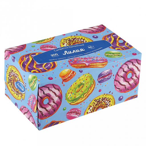 Салфетки бумажные 20х19см "Универсальные", 2-х слойные, 200 штук в упаковке, микс (Россия)