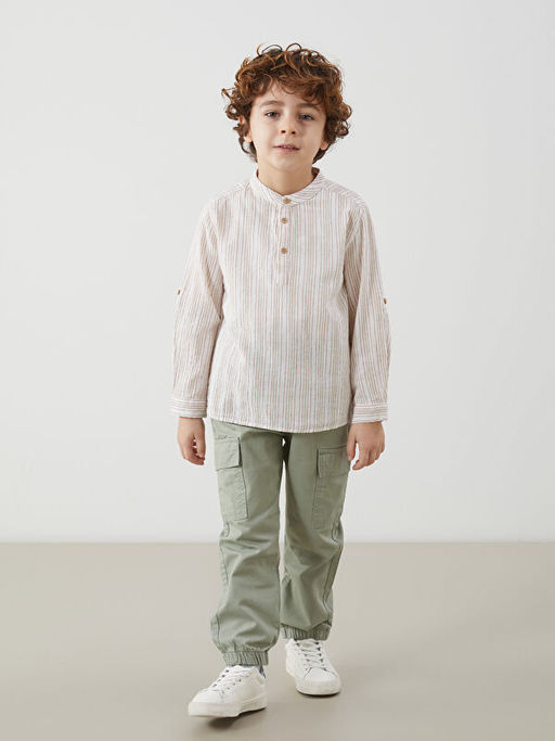 Hakim Yaka ?izgili Erkek ?ocuk G?mlek