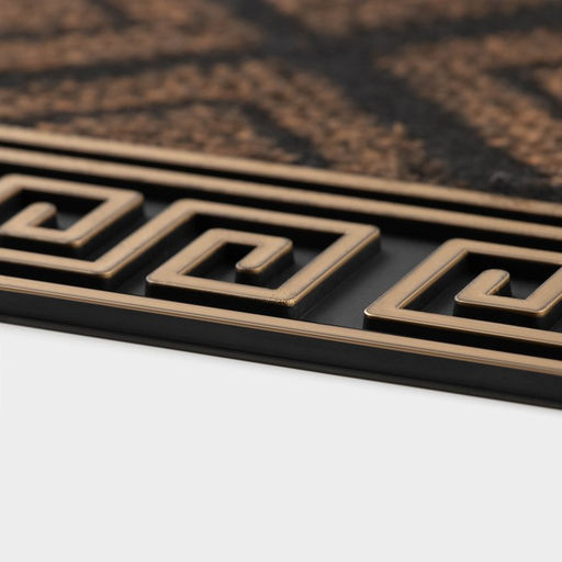 Коврик придверный Доляна «Меандр», полукруглый, 44×74 см, золотой, коричневый