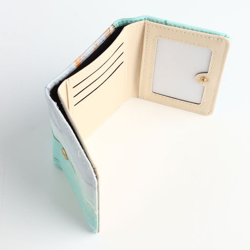 Кошелёк женский на кнопке, 10×1.5×8 см, с принтом, зелёный/бирюзовый