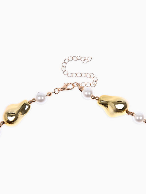 Бусы "Жемчуг Борокко", цвет белый в золоте 40+удл