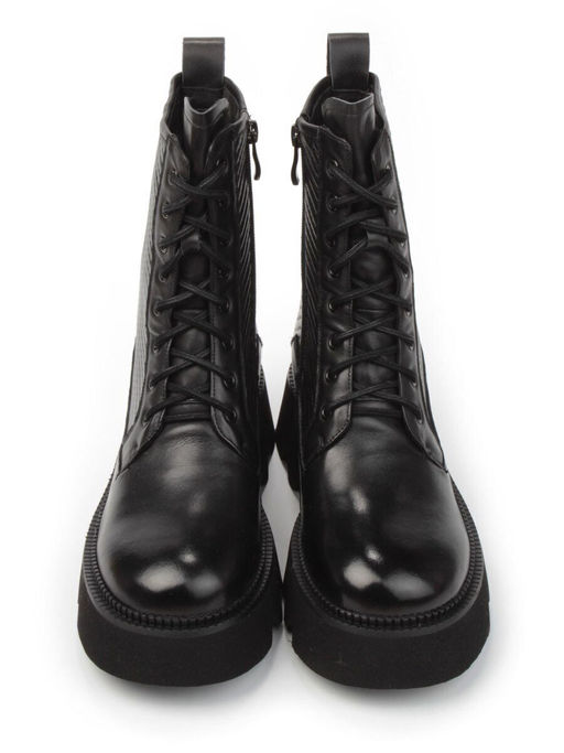 01-C1112-1 BLACK Ботинки демисезонные женские (натуральная кожа, байка)