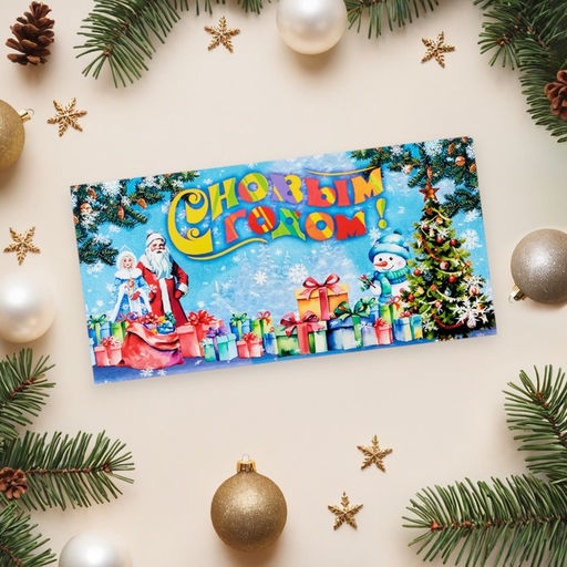 Цена за 10 шт. Конверт для денег «С Новым Годом!», 16×8 см