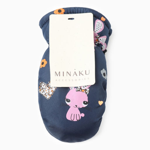 Варежки зимние детские MINAKU, тёмно-синие, 18 см