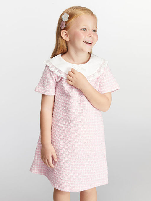 Bebe Yaka Ekose K?z ?ocuk Elbise