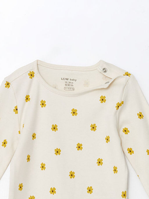 Bisiklet Yaka Uzun Kollu ?i?ekli K?z Bebek ??t??tl? Body - Waikiki фото 3