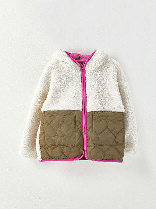 Kap??onlu Uzun Kollu Renk Bloklu Pel?? K?z Bebek Mont - Waikiki фото 3