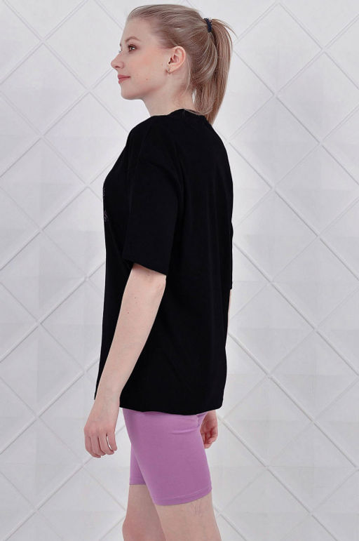 Арт. 5729 Костюм с велосипедками 42-50 (5 шт) Цвет:верх-черный, низ-серый - Калинка фото 4