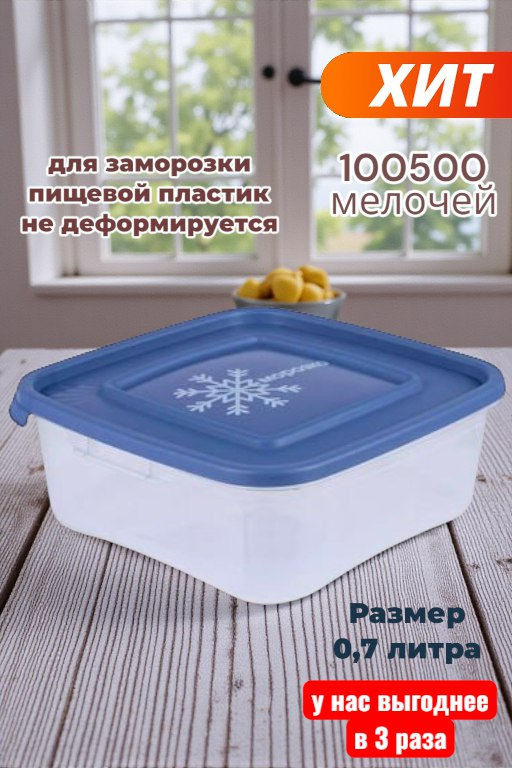 Контейнер Морозко 0,7 л для замораживания продуктов квадр., арт. С64006
