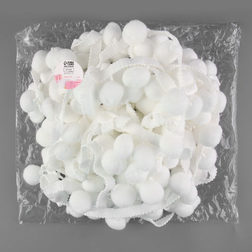 Тесьма декоративная с помпонами, 35±5 мм, 9.1±0.5 м, белая