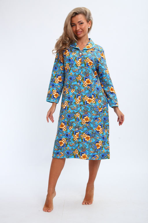 Халат женский из фланели Маша цветы