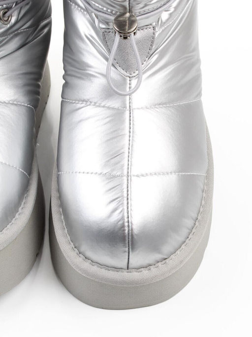 04-WA003-2M GREY/SILVER Ботинки зимние женские (натуральная кожа, курточная ткань, 100% шерсть)