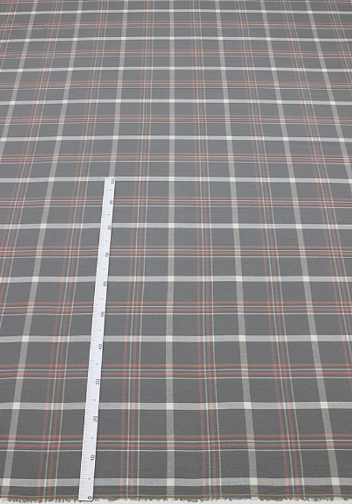 Вареный (стираный) хлопок Клетка (цв.белый/лососевый) на сером, ш.2.5м, хл-100%, 115гр/м.кв - Купава фото 2
