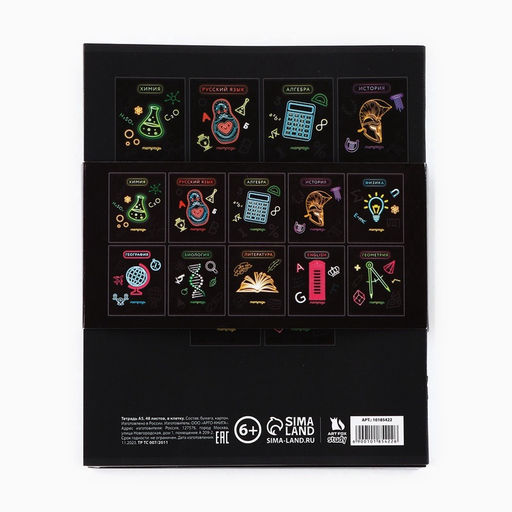 Тетради предметные, 48 л., набор из 10 шт., блок №1, софт тач лам, 3D лак «Неон»