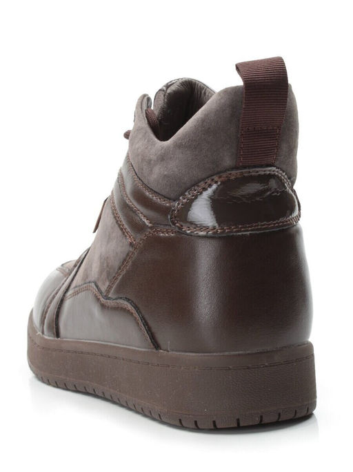 04-PA-18Z BROWN Ботинки зимние женские (натуральная замша и кожа, шерсть)