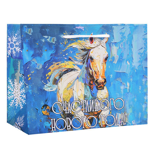 Бумажный пакет для сувенирной продукции с ламинацией, с шириной основания 23 cм