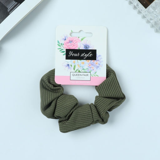 Цена за 4 шт. Резинка для волос «Орбита», классика полоска текстура, 9 см, зелёная