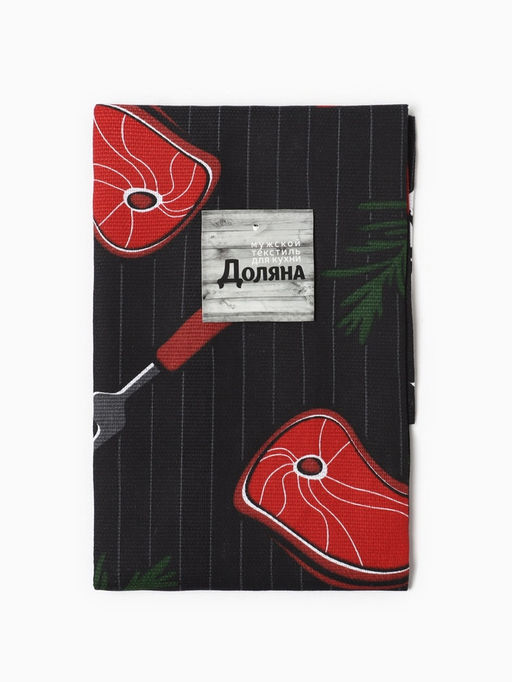 Набор полотенец кухонных Доляна. Главный на кухне, 35?60 см - 2 шт., рогожка, хлопок 100%, 160 г/м?