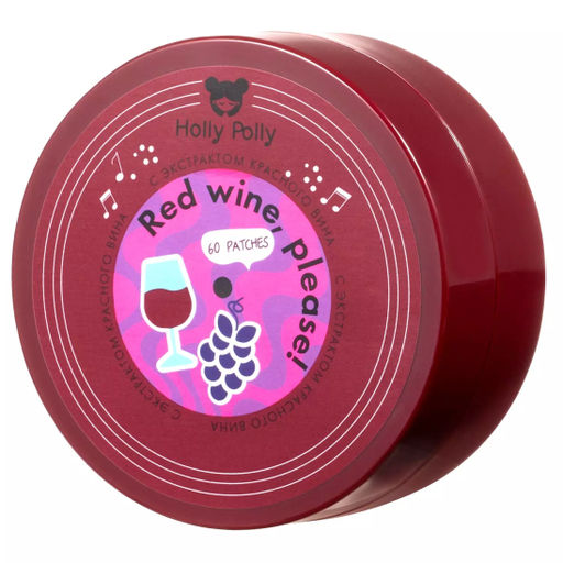 Гидрогелевые патчи для глаз, с гиалуроновой кислотой и экстрактом красного вина Red Wine, please!, 60 шт HP0074