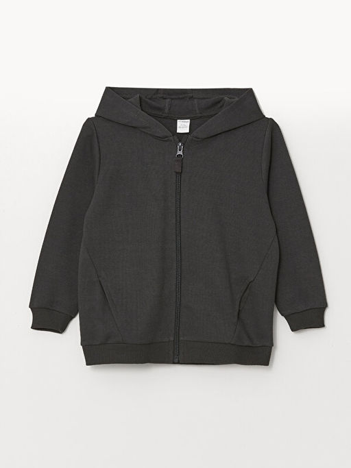 Kap??onlu Erkek ?ocuk Fermuarl? Sweatshirt