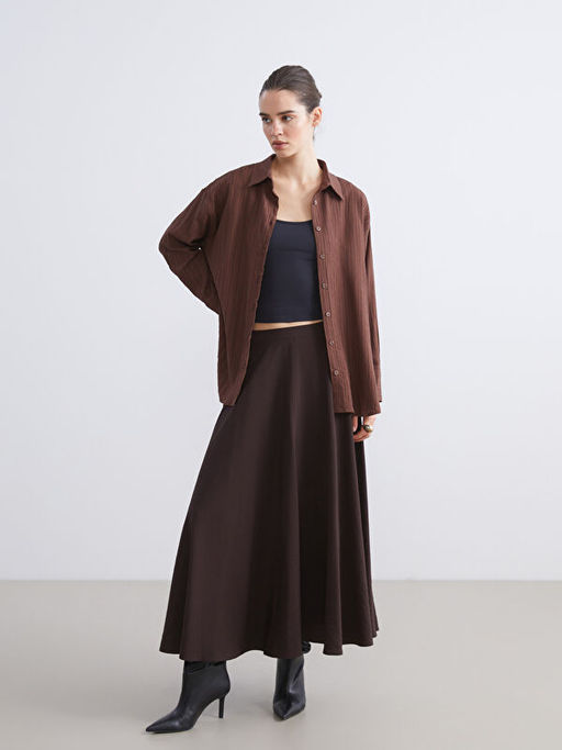?izgili Keten Kar???ml? Oversize Kad?n G?mlek