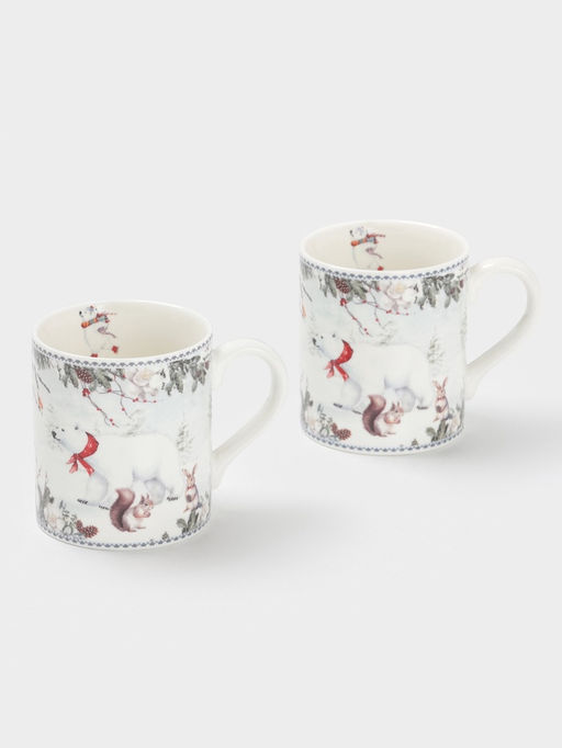 Набор кружек новогодних «Белый мишка», 2 шт., 220 мл, керамика, подарочная упаковка, белый