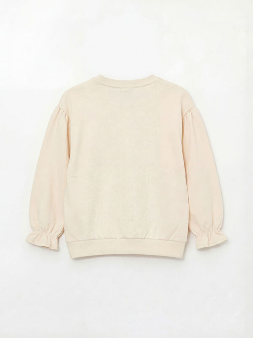 Bisiklet Yaka ?i?ek Aplikeli K?z ?ocuk Sweatshirt