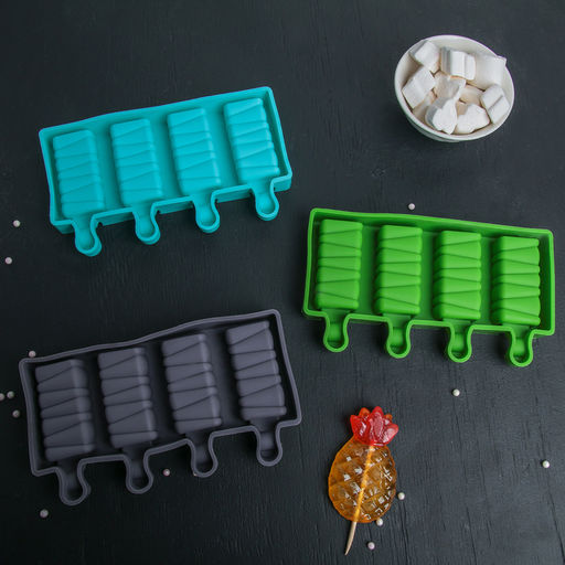 Форма для мороженого Венеция, силикон, 19.6?11?2.4 см, 4 ячейки, розовая - Simaland фото 5