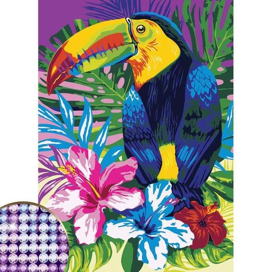 Школа талантов. Алмазная вышивка 15х21 см арт.3690737 "Тукан" с частичным заполнением (холст)