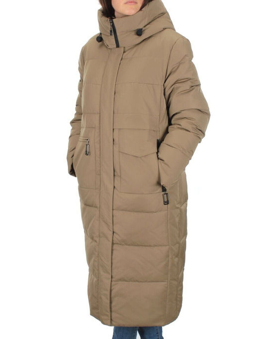 M-22120 DK. BEIGE Пальто женское зимнее (био-пух) - Фабричный китай фото 3
