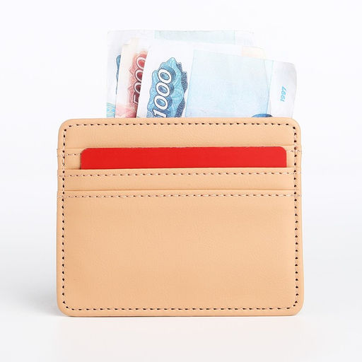 Картхолдер, на 3 карты, отделение для купюр, бежевый
