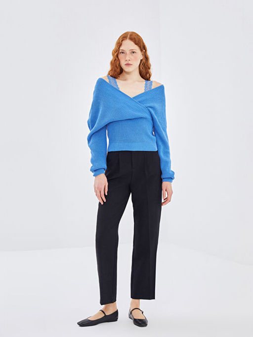 Kruvaze Yaka Kad?n Triko Kazak