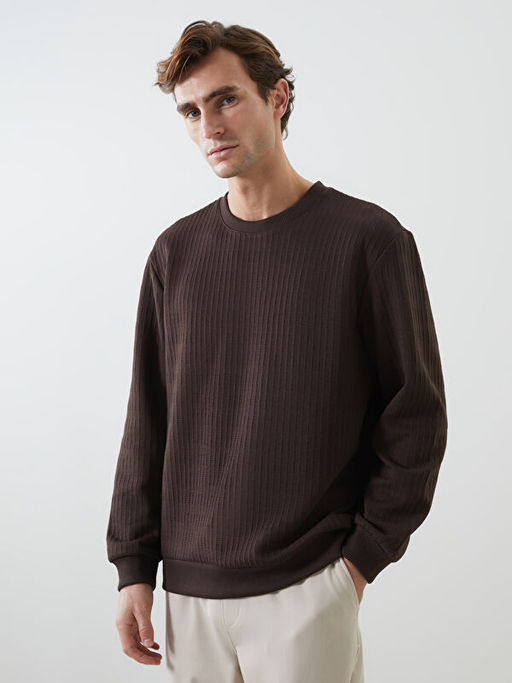 Bisiklet Yaka Uzun Kollu Erkek Sweatshirt