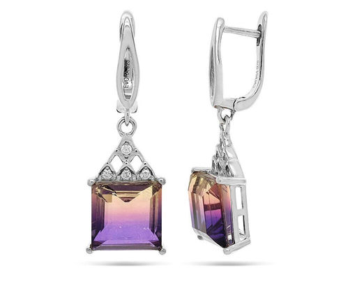 Серьги, аметрин выращ., МЦВ091