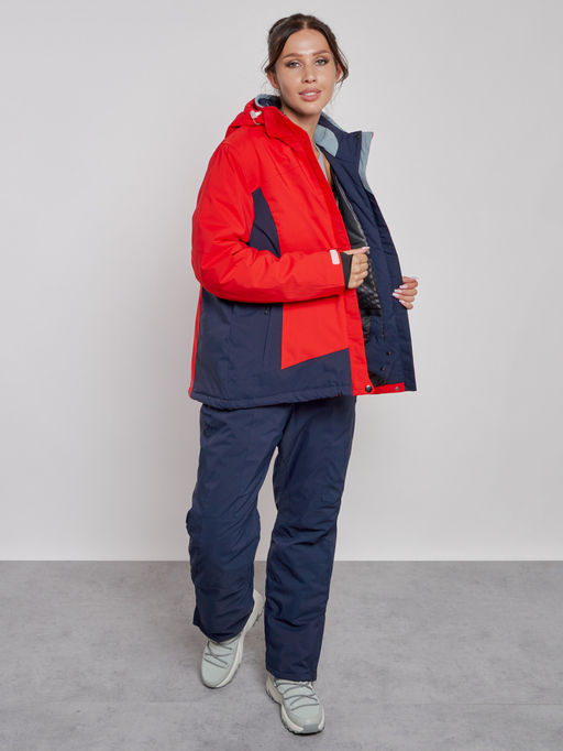 Горнолыжный костюм женский большого размера зимний красного цвета 03960Kr - Chunmai фото 9
