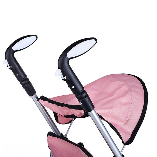 Коляска для кукол металлическая, складная, прогулочная с козырьком, с корзиной, цвет розовый, в пакете