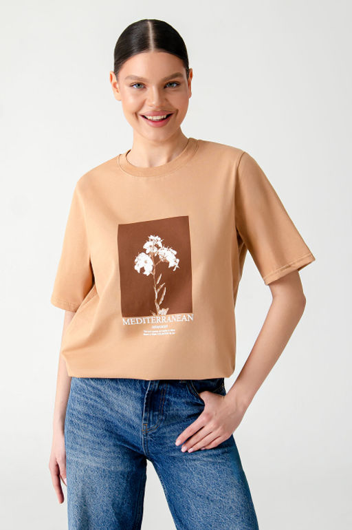 Арт. 3-1144 Футболка женская 42-50 (5 шт) Цвет:светло-коричневый - Калинка фото 7