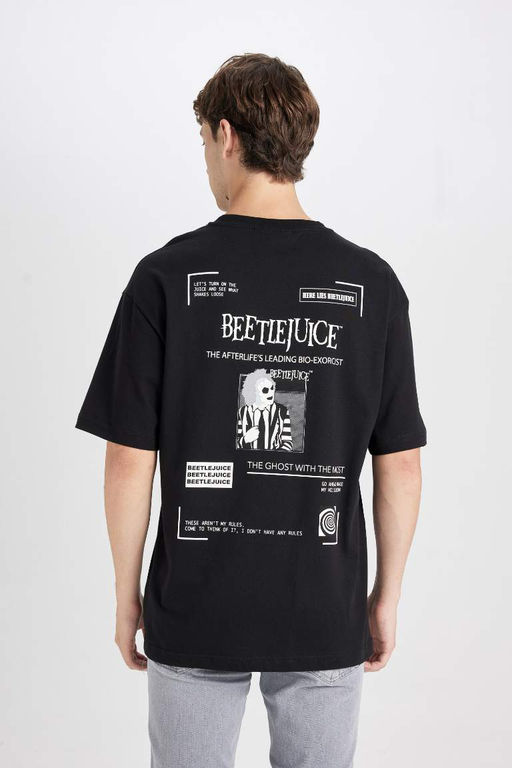 Футболка свободного покроя с круглым вырезом и короткими рукавами с принтом на спине - Defacto фото 6