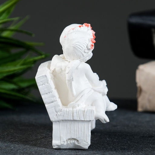 Фигурка гипс Ангел на скамейке, перламутр, 8?7?5 см