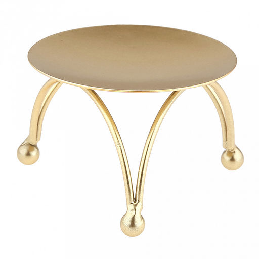 Подсвечник "Три точки" д7,6см, h4,8см, на 1 свечу, на ножках, металл, золотой (Китай)