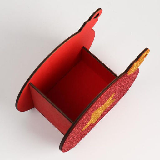 Ящик подарочный деревянный блестящий "Шар" звезда, красный 18,8х9,8х15,5 см