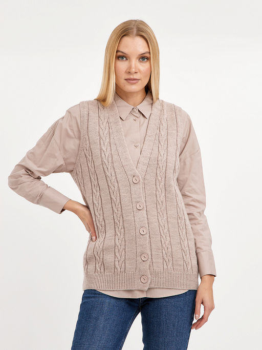 кардиган женский без рукавов с косами - Glenfield фото 4