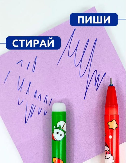 Цена за 12 шт. Ручки пиши стирай рождественские, гелиевые синие чернила - Aopen фото 3