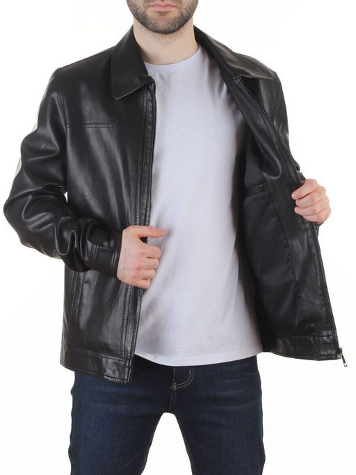 P-2119 BLACK Куртка демисезонная мужская (эко-кожа)