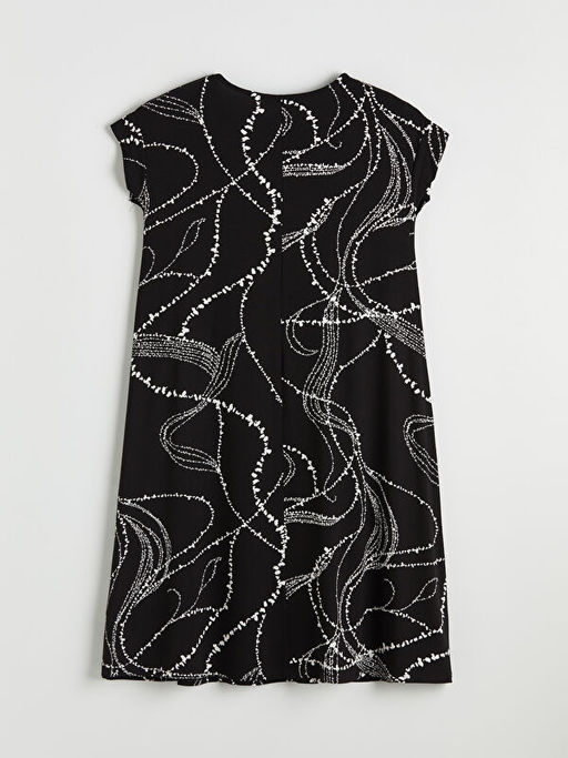 Bisiklet Yaka Desenli A Kesim Elbise