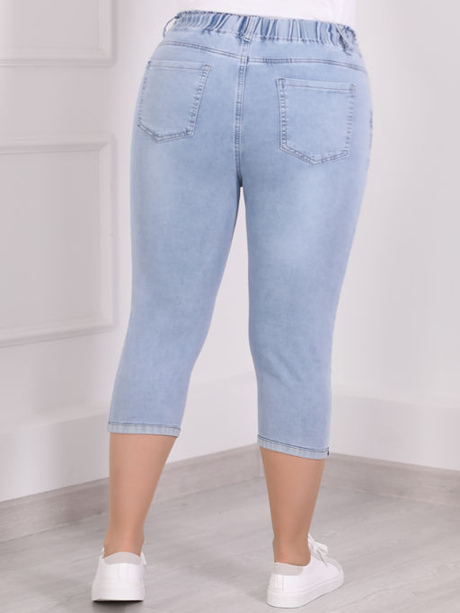 Капри джинсовые больших размеров женские ниже колена - Almond фото 6